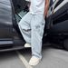 Men's Casual Embroidered Streetwear Pants - Loose Fit Straight Leg Summer Trousers With Unique Design Comfortable & Stylish For Teens & Young Adults_viptrois.com