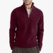 Men's Winter Knit Sweater With Half-Zip Collar - Thick Warm Pullover, Slim Fit, Machine Washable (Khaki/White/Gray/Black//Brown)_viptrois.com