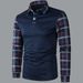 Pulse Cross-Border European And American Foreign Trade Hot-Selling Plaid Patchwork Printed Half-Zip Polo Shirt Men's_viptrois.com