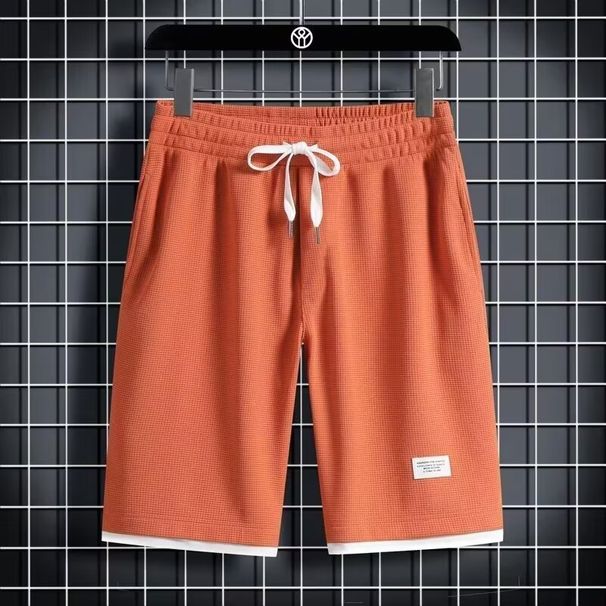 Men's Clothing Waffle Short Outer Wear Casual Loose Breathable Thin Basketball Sports Five Point Pants_viptrois.com