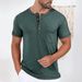 2025 Designer's New Men's T-shirt Men's Short Sleeved Henry Collar Basic Shirt T-shirt Round Neck Button Summer Shirt_viptrois.com