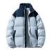 Unisex Winter Corduroy Padded Jacket - Thickened Warm Coat With Stand Collar, Color Block Design, Loose Fit For Men And Women_viptrois.com