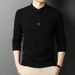 2025 Spring And Autumn Thin Men's Long Sleeve T-Shirt Pure Cotton Stand Collar Top Middle-aged Business Casual T-shirt_viptrois.com