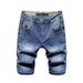 Men's Light Blue Denim Shorts Shorts Loose Straight Plus Size Large Pants Fat Guy Pants Mid-Length Pants_viptrois.com