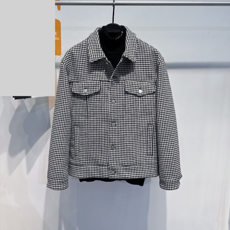 Men's Clothing Men's Woolen Jacket Winter Houndstooth Business Woolen Coat Cotton Jacket Men's Jacket Trend B1bcc4606_viptrois.com