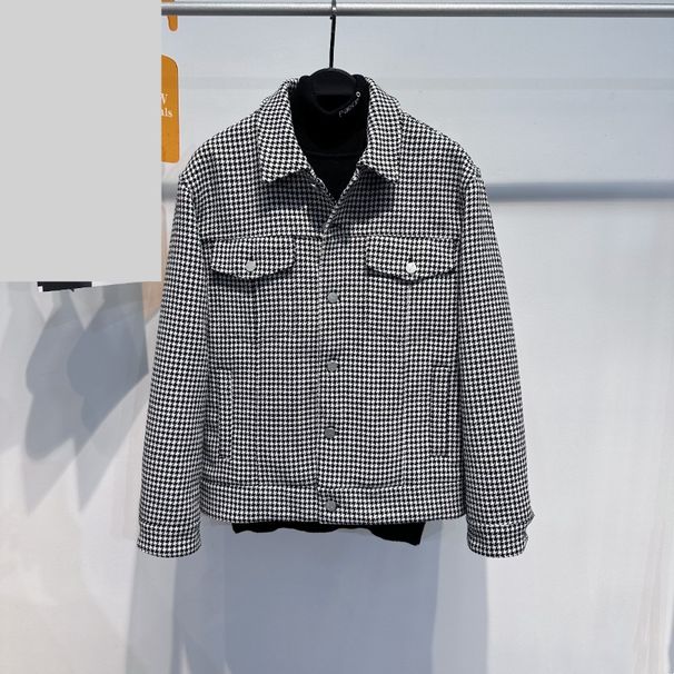 Men's Clothing Men's Woolen Jacket Winter Houndstooth Business Woolen Coat Cotton Jacket Men's Jacket Trend B1bcc4606_viptrois.com