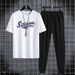 Men's Clothing Short Sleeved Trousers Suit Men's New Style Youth Men's Sports Leisure Round Neck Trendy Printed Two Piece Suit_viptrois.com