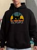 Men's Autumn And Winter Casual Fashionable Loose Hoodie With Black Cat Print Warm Long Sleeved Pullover Sweater_viptrois.com