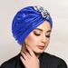New Fashionable Muslim Multi-color Headscarf Hat With Two Buttons On The Forehead, Women's Versatile Pullover And_viptrois.com