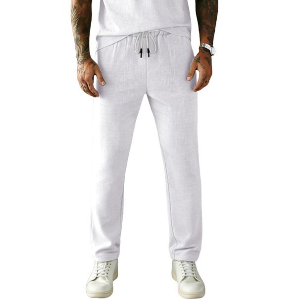 Men's Cross-Over American Corduroy Casual Pants Mid-Waist Drawstring Thin Straight Loose Fit Long Trousers for Business & Commuting_viptrois.com