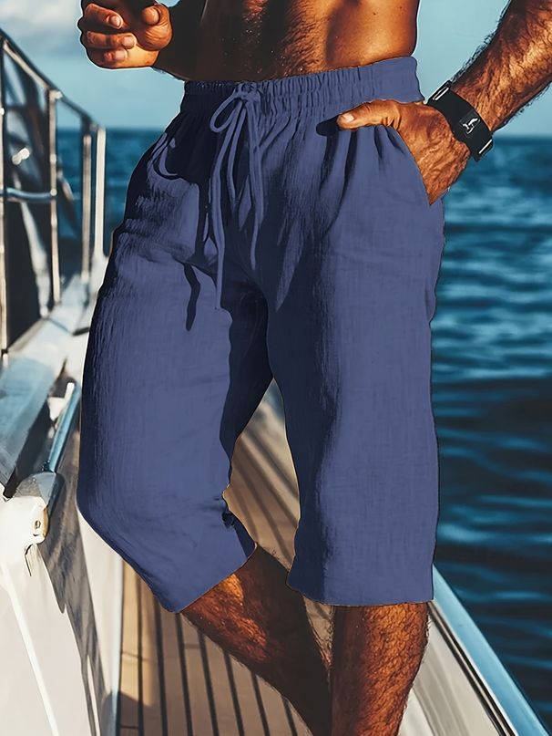 Summer Loose Cotton Linen Capri Pants For Men Breathable Sports Casual Versatile_viptrois.com