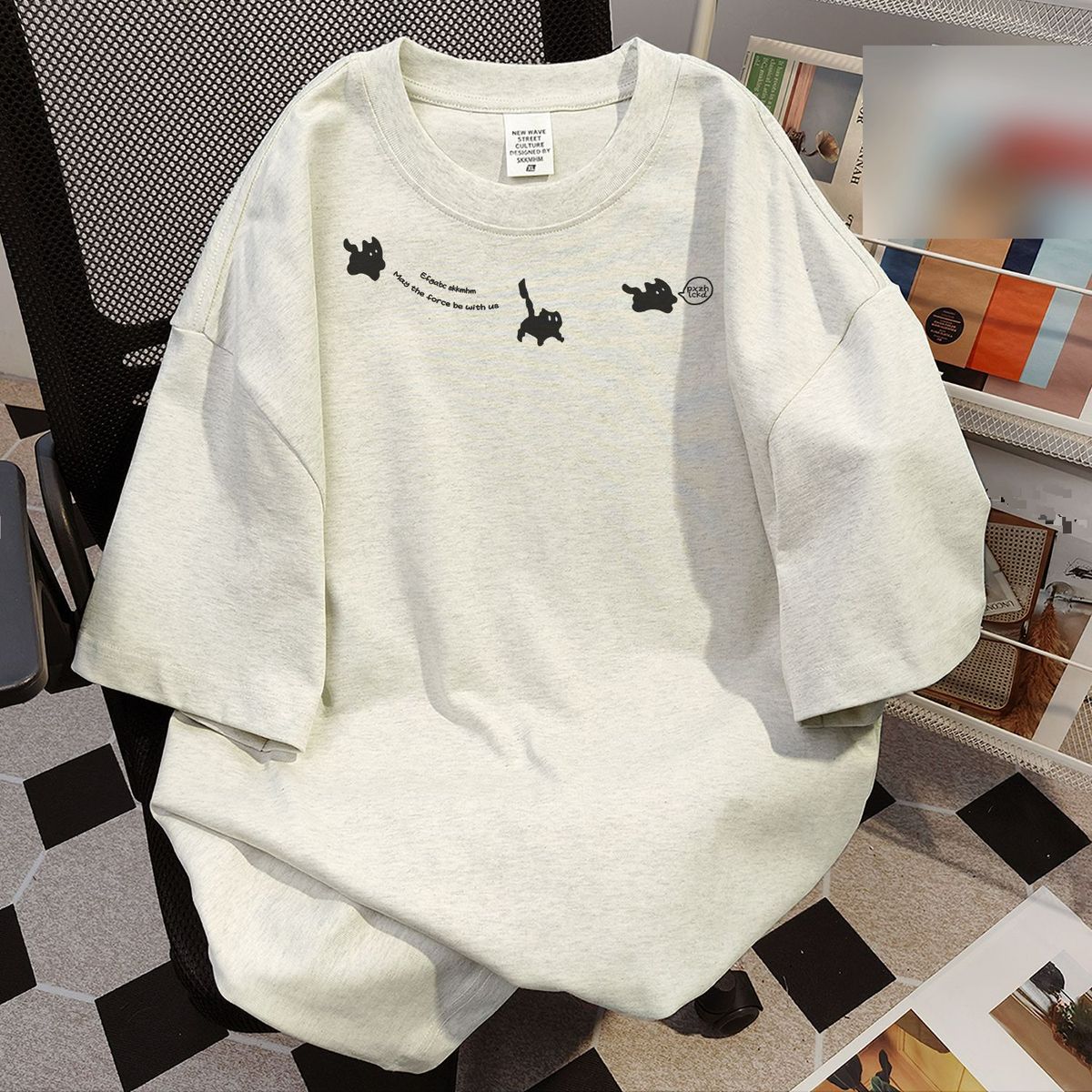Pure Cotton Niche Design Heavy Short Sleeved T Shirt Men's American Retro Summer 2025 New Loose Casual Tops_viptrois.com