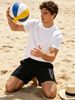 Men’s "Freedom" Vertical Print Black Shorts, Casual Drawstring Shorts For Gym & Street_viptrois.com