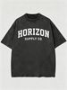 Vintage Washed Double-Sided Print Mountain Arch Letter Slogan Heavyweight 230g Cotton T-Shirt Men's Outdoor Street Tee_viptrois.com