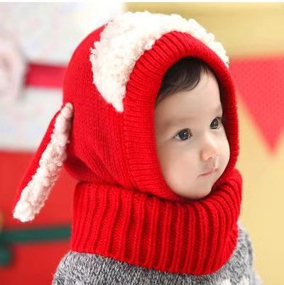 Kids'hats Hat autumn and winter dog one-piece wool hat wool baby shawl collar_viptrois.com