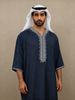 New Men's Thobe With Embroidered Detail – Modest Mid-Sleeve Islamic Robe With Side Pockets ( Lightweight Polyester-Spandex Blend For Daily Wear)_viptrois.com