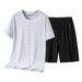 Men's Summer Sportswear Set Short Sleeve T-Shirt & Shorts Outfit Premium Breathable Casual Athletic Suit_viptrois.com