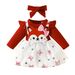 Babies' clothes baby girl long-sleeved fox embroidered false strap mesh dress girls spring and autumn bowknot printed skirt_viptrois.com