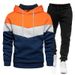 2025 New Fashion Cross-Border Trade Men's Sweatshirt Casual Sports Color Block Autumn Winter Hooded Set_viptrois.com