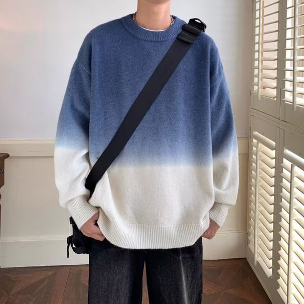 Autumn And Winter Sweater Gradient Color Round Neck Pullover Knitted Sweater For Teenagers Casual Woolen Clothes_viptrois.com
