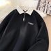 2026 Polo Shirt Sweatshirt Men Spring Autumn Japanese Retro Color Block Turn-down Collar Top Heavyweight College Style Casual_viptrois.com