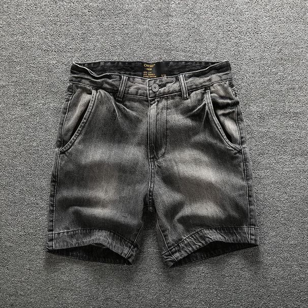 Men's Clothing 2024 New Denim Shorts Men's Summer Workwear Shorts Washed Old Straight Three Quarter Pants Men Manufacturers Wholesale_viptrois.com