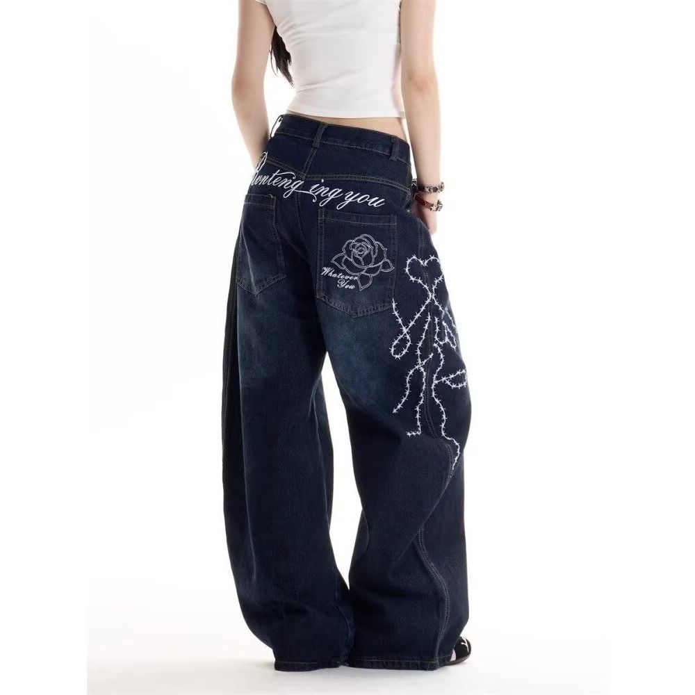 Tassel Ripped Jeans Men's Summer New Loose Straight Washed Old High Street Street Wide Leg Long Pants Trend_viptrois.com