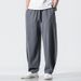 Men's Clothing style summer new cotton and linen wide leg pants men's retro loose large size casual bloomers men's long pants_viptrois.com
