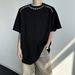 Men's Oversized Short Sleeve, Drop Shoulder Design, Thick Cotton Blend, Streetwear Style, Plain Color, Casual Daily Wear_viptrois.com