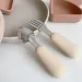 Baby Silicone Tableware Set Children Utensil Stainless Steel Toddler Dinnerware Cutlery Cartoon Infant Food Feeding Spoon Fork_viptrois.com
