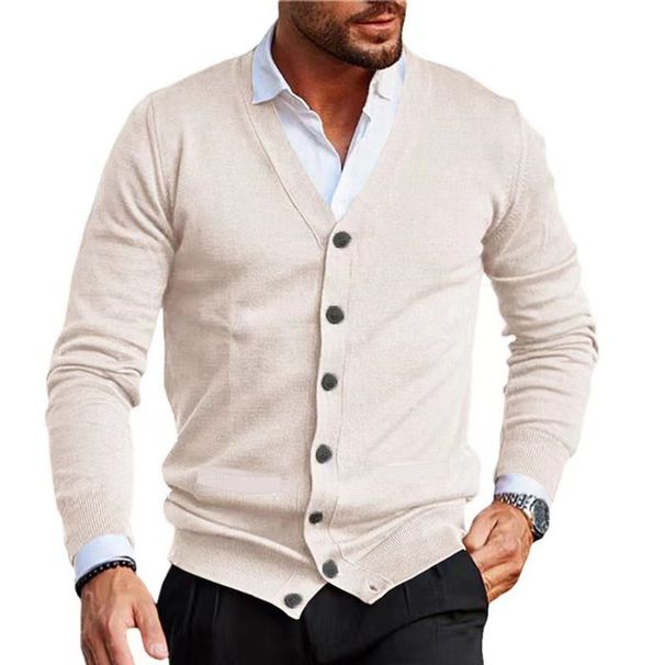 Men's Sweater Coat, Autumn And Winter New Knitted Sweater, Men's V-neck Long-sleeved Slimming Cardigan, Sweater_viptrois.com