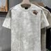 Men's Clothing New Summer Fashion Trendy Men's Tie Dye Short Sleeved T Shirt With Round Neck Design, Simple And Versatile Top With Pocket Square_viptrois.com