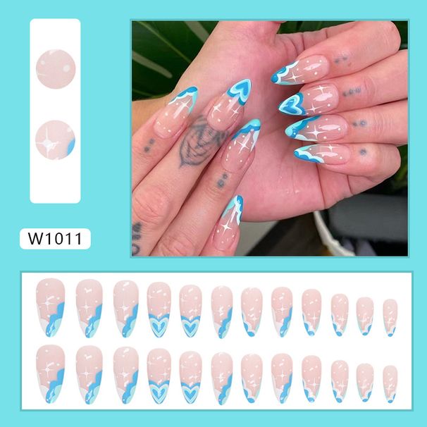 Cool Summer Lake Blue Love French Almond Armor European And American Sweet Girl Ins Wind Sea Salt Wear Armor Nails_viptrois.com