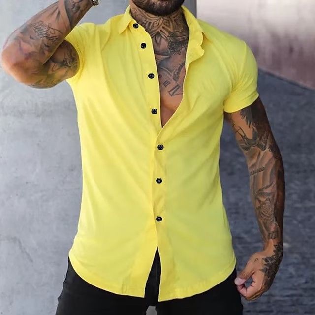 Men's Clothing Short Sleeved Shirt Leisure Solid Color Youth Trend Sports Thin Section Shirt_viptrois.com