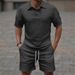 Men's Clothing Pure Color Fashion Casual Men's Short Sleeved Suit_viptrois.com