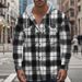 American Style Autumn Winter Plaid Hooded Flannel Jacquard Men's Trendy Casual Shirt Men_viptrois.com