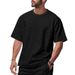 Men's Summer New Checkerboard Check Short-sleeved T-shirt Loose Drop Shoulder Round Neck Casual Tops_viptrois.com