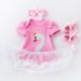 Baby clothes summer new baby girl swan short-sleeved pajamas dress shoes hair accessories three-piece set baby children's clothing_viptrois.com