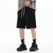 Men's Heavyweight Elastic Waist Casual Shorts High Street Trendy Brand Loose Fit Straight Leg Five Point Pants Summer_viptrois.com
