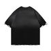 Unisex Hip Hop Washed Distressed T-Shirt - Oversized Streetwear Tee With Gradient Print & Raw Hem (S-XXL)_viptrois.com