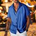 Summer Satin Stand Collar Button Short Sleeve Men Casual Loose Fit Plus Size Shirt_viptrois.com