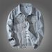 Men's Clothes Trend Men's Spring And Autumn Plus-size Light Blue Denim Jacket Drop Shoulder Loose Coat Letter Embroidered Top_viptrois.com