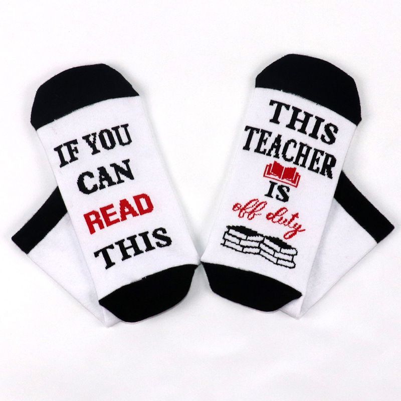 Cotton mid-tube socks sole letter jacquard leisure sports socks creative socks_viptrois.com