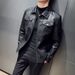 Men's Slim-Fit PU Leather Jacket – Stylish Biker Coat With Stand Collar, Zippered Front Multiple Pockets, Trendy Short-Length Outerwear For Casual_viptrois.com
