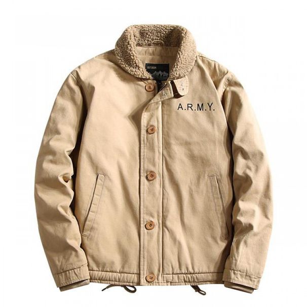 Autumn And Winter Deck Clothes Middle-aged Thickened Fleece Tooling Jacket Retro Lamb Fleece Jacket Men_viptrois.com
