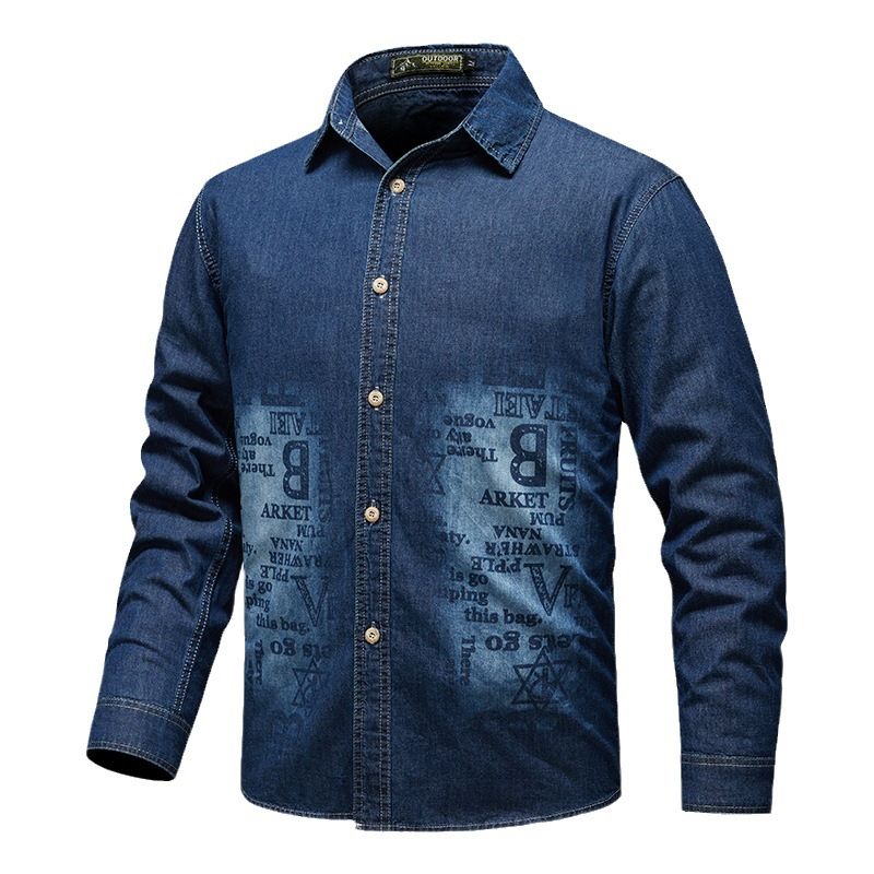 Vintage Denim Shirt – Casual Long Sleeve Oversized Shirt, Retro Loose Fit, Breathable Cotton, Youthful & Stylish (Light Blue, Dark Blue, Black)_viptrois.com