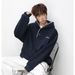 Monochrome Man- Color-Block Brim Half-Open Collar Hooded Sweatshirt For Men Spring New 400G Heavyweight Texture Trendy Brand Oversized_viptrois.com
