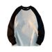 Loom 2025 Heavyweight Raglan Long Sleeve Spring Summer American Style Color Block Patchwork Base Shirt Loose Round Neck_viptrois.com