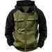 2025 Model Retro Workwear Hooded Sweatshirt, Men's Zipper Solid-color Warm Sports Shirt With Multiple Pockets Hooded Jacket_viptrois.com