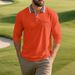 Spring And Autumn American Loose Men's Simple Solid Color Polo Shirt Long Sleeve T Shirt_viptrois.com